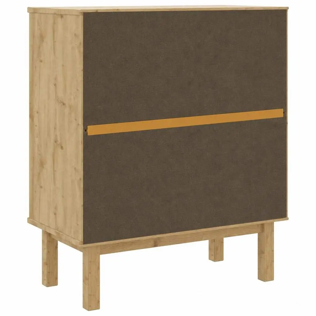 Scandinavian-Style Grey Brown Drawer Cabinet in Solid Pine