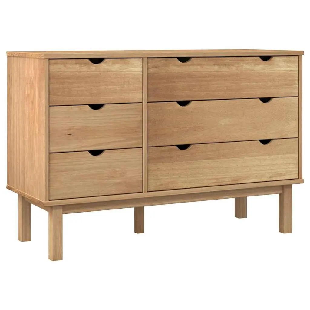 6-Drawer Solid Pine Wood Storage Cabinet in Brown