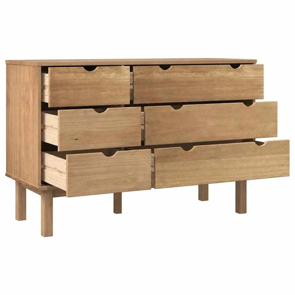 6-Drawer Solid Pine Wood Storage Cabinet in Brown