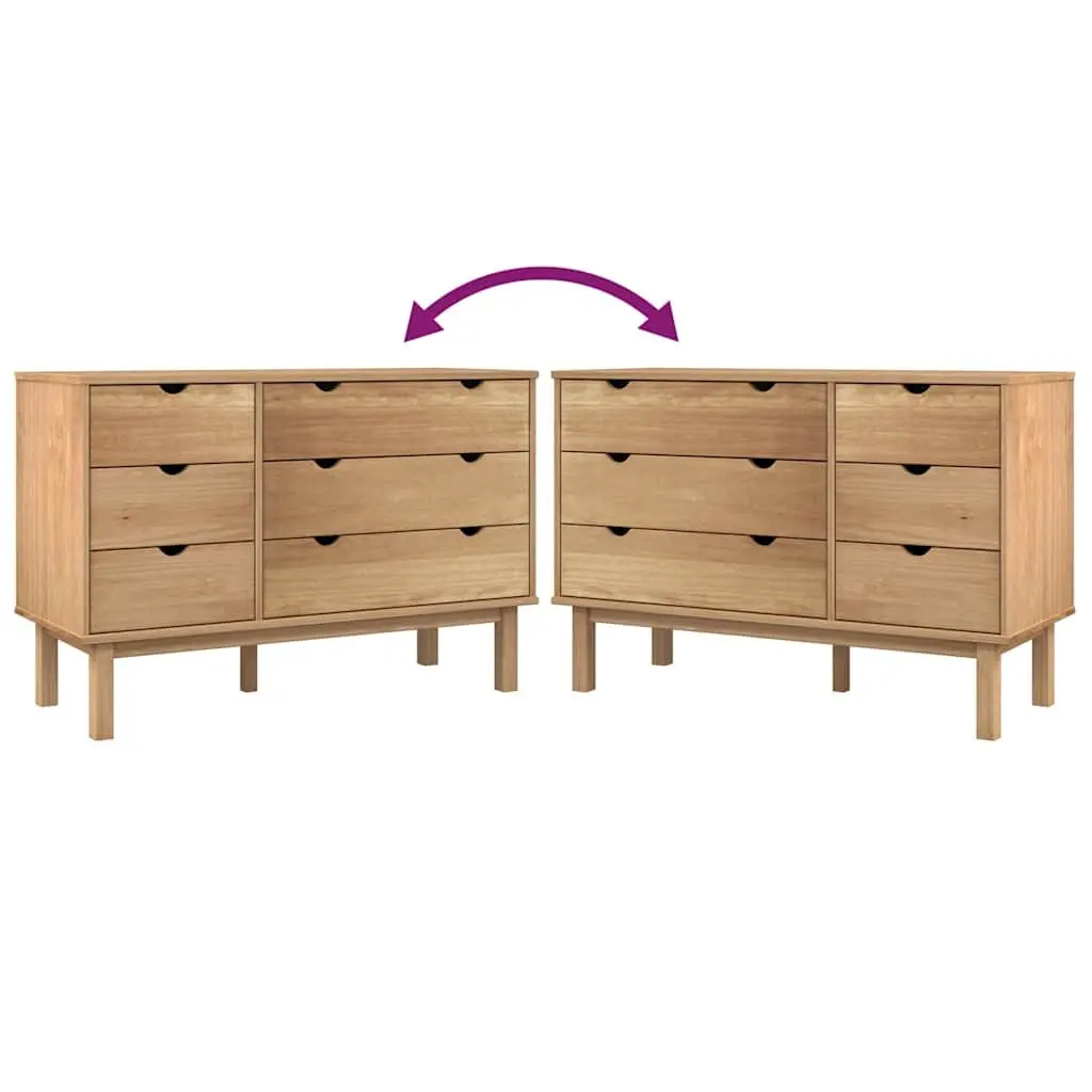6-Drawer Solid Pine Wood Storage Cabinet in Brown