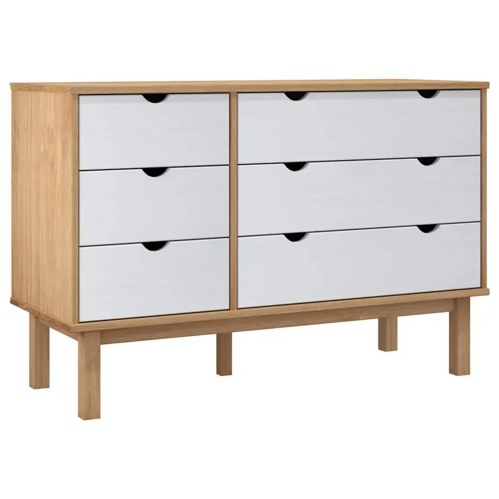 Drawer Cabinet Chest of Drawers White Scandinavian Style 6 Drawers Solid Pine Wood