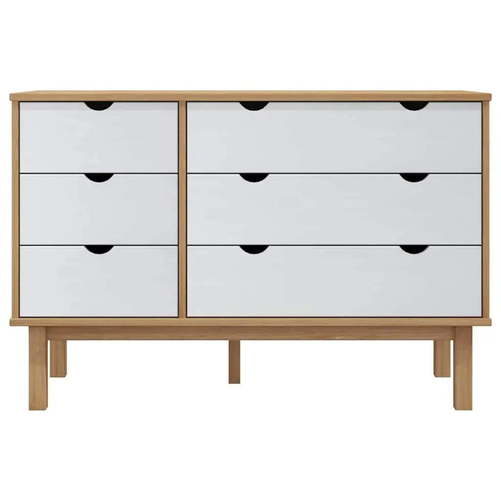 Drawer Cabinet Chest of Drawers White Scandinavian Style 6 Drawers Solid Pine Wood
