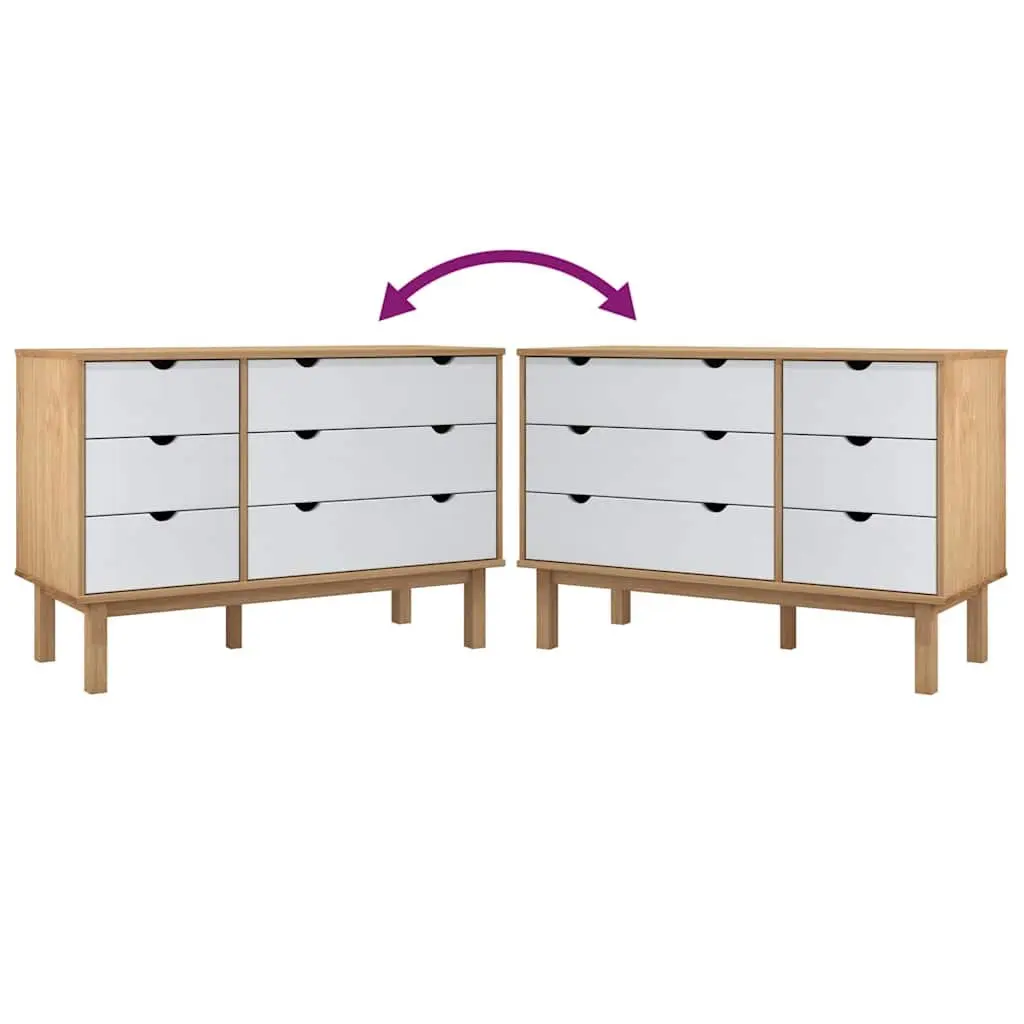 Drawer Cabinet Chest of Drawers White Scandinavian Style 6 Drawers Solid Pine Wood