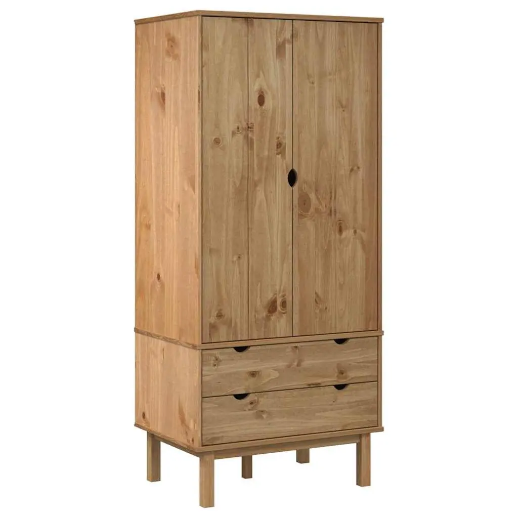 Wooden Wardrobe Storage Cabinet 76.5x53x172cm Solid Pine Scandinavian Design