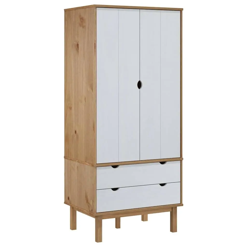 Wardrobe Brown and White 76.5x53x172 cm Solid Pine Wood