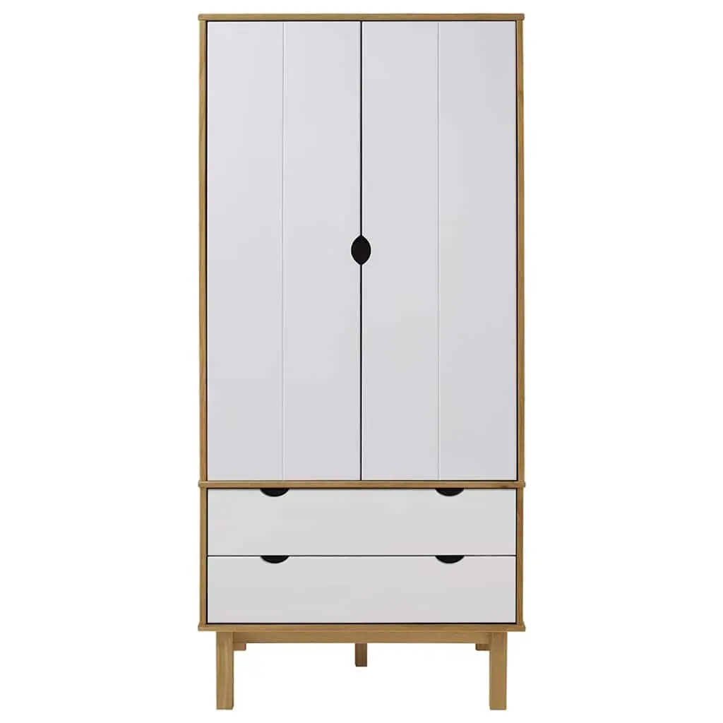 Wardrobe Brown and White 76.5x53x172 cm Solid Pine Wood