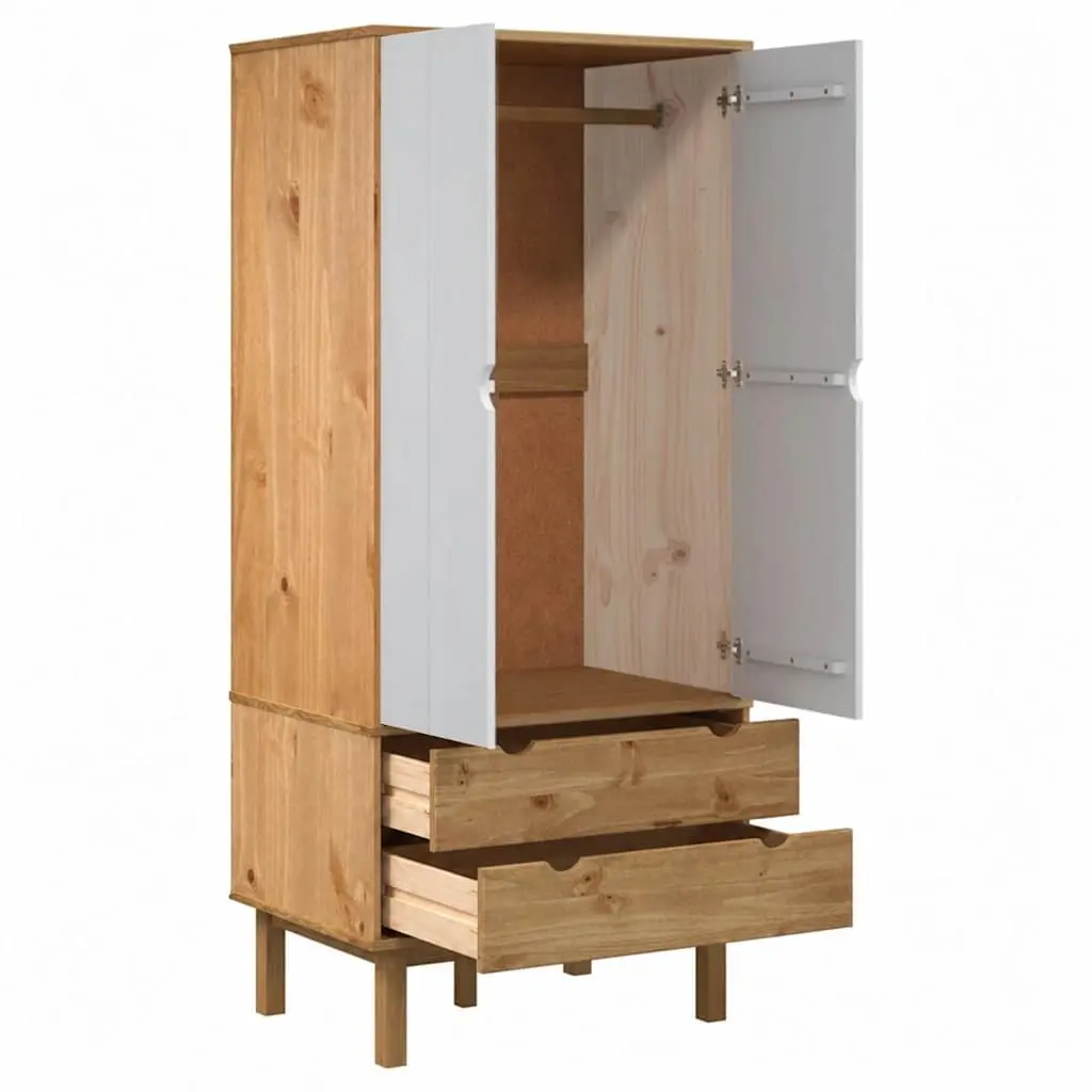 Wardrobe Brown and White 76.5x53x172 cm Solid Pine Wood