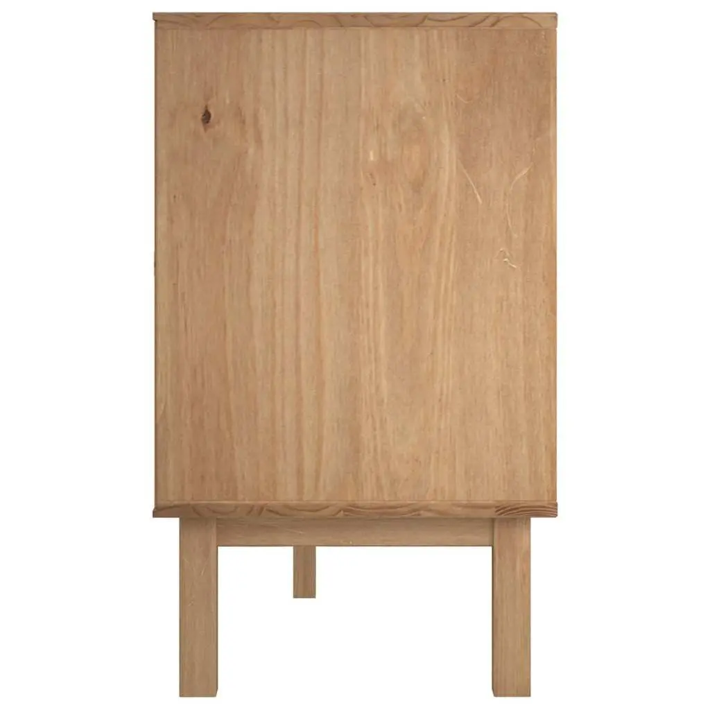 Solid Pine Wood Sideboard with Drawers and Doors Brown Scandinavian Storage