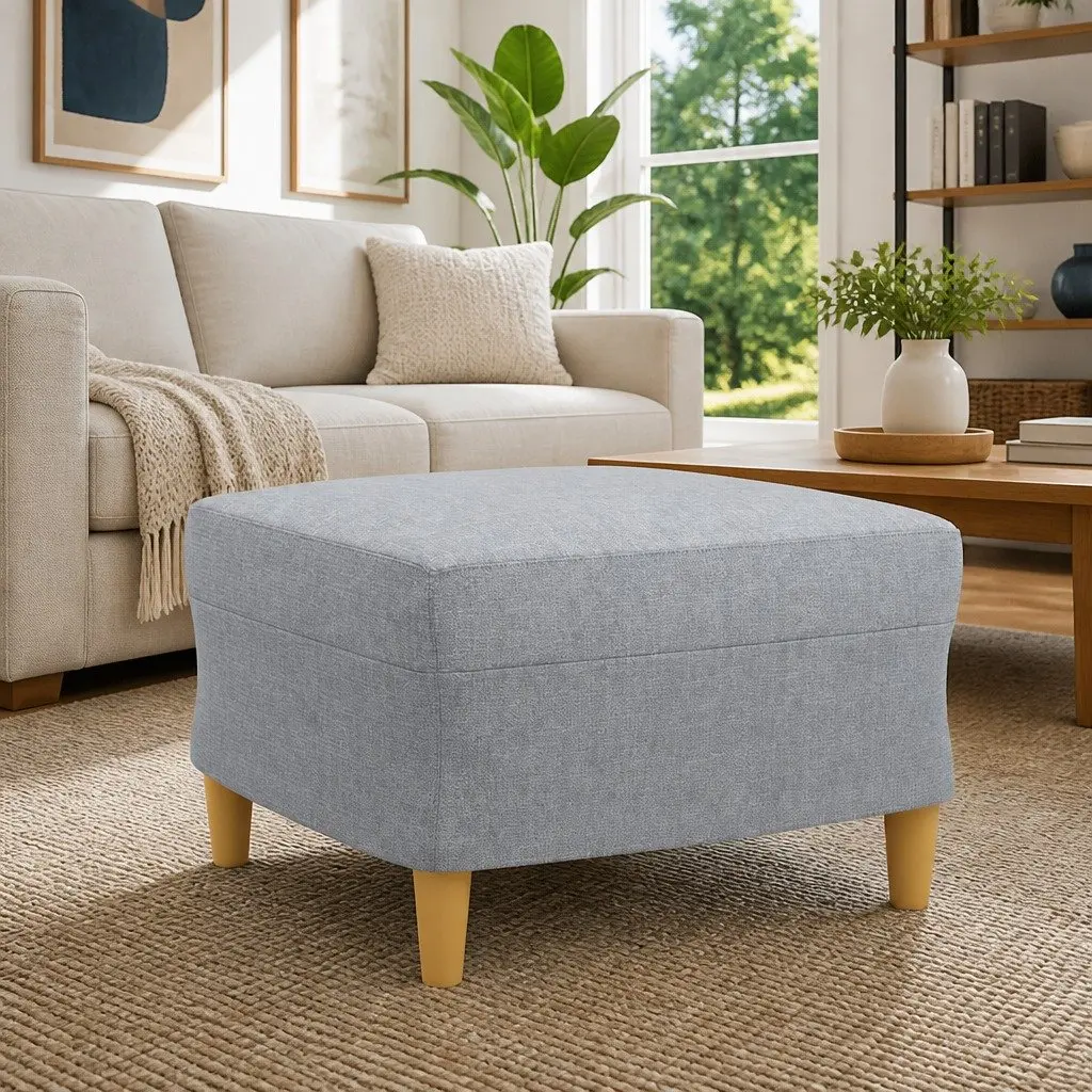 Light Grey Footstool 60x50x41 cm Fabric Ottoman
