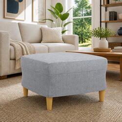 Light Grey Footstool 60x50x41 cm Fabric Ottoman