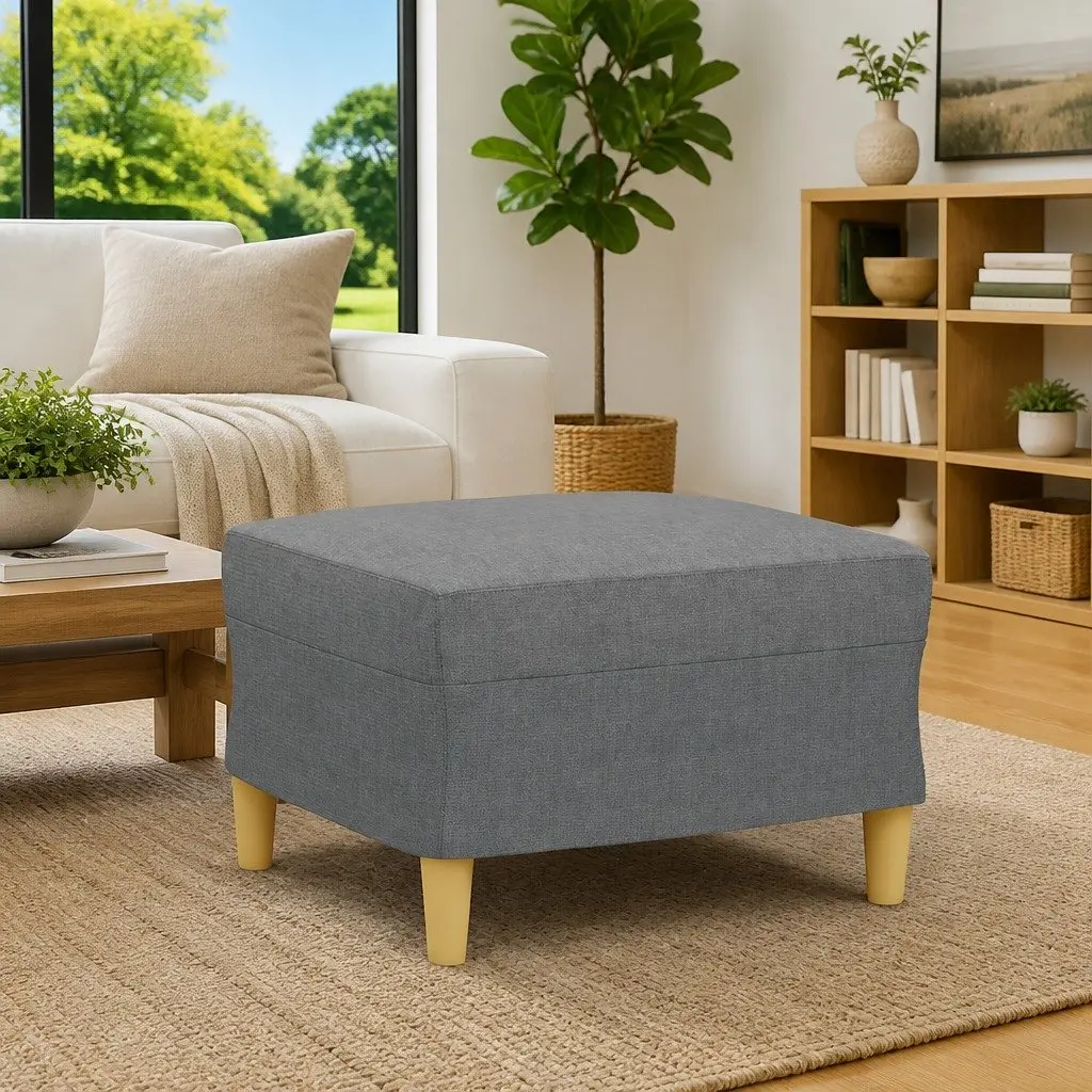 Dark Grey Fabric Footstool 60x50x41 cm