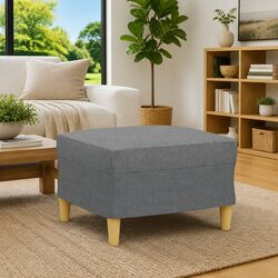 Dark Grey Fabric Footstool 60x50x41 cm