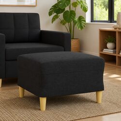 Cozy Black Fabric Footstool Ottoman for Living Rooms