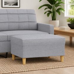 Light Grey Fabric Footstool 70x55x41cm for Living Rooms