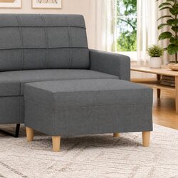 Comfortable Dark Grey Fabric Footstool Ottoman