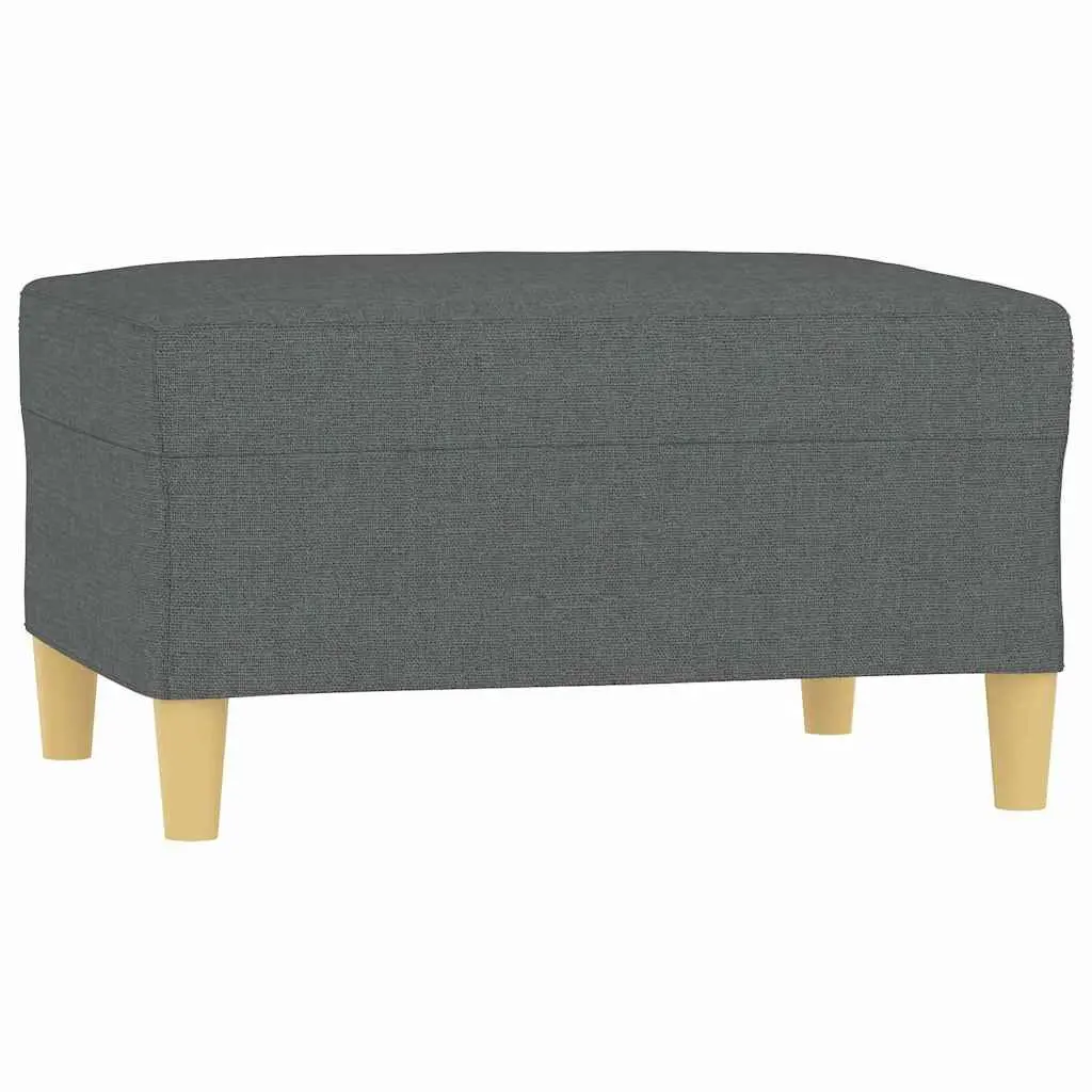 Dark Grey Fabric Footstool Ottoman