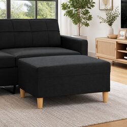 Cozy Black Fabric Footstool Ottoman for Living Spaces