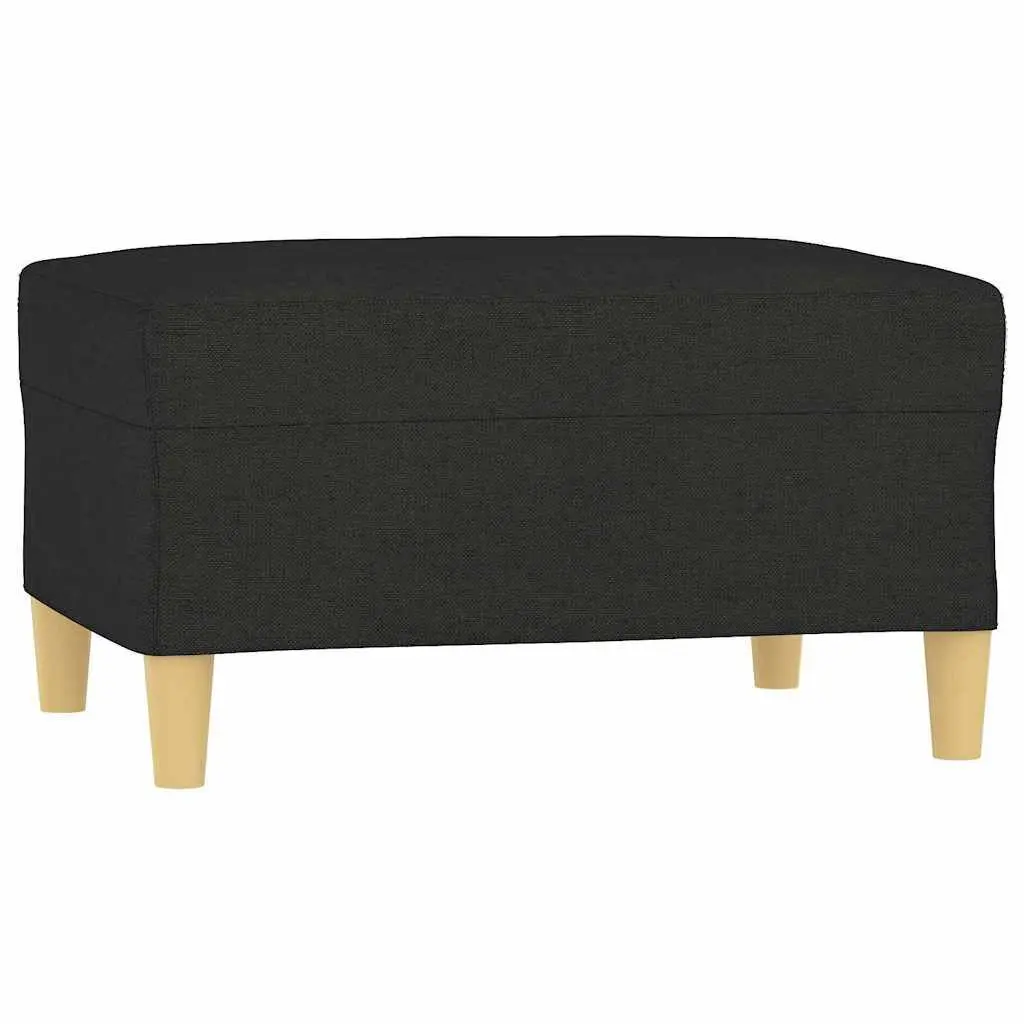 Black Fabric Footstool Ottoman for Living Spaces
