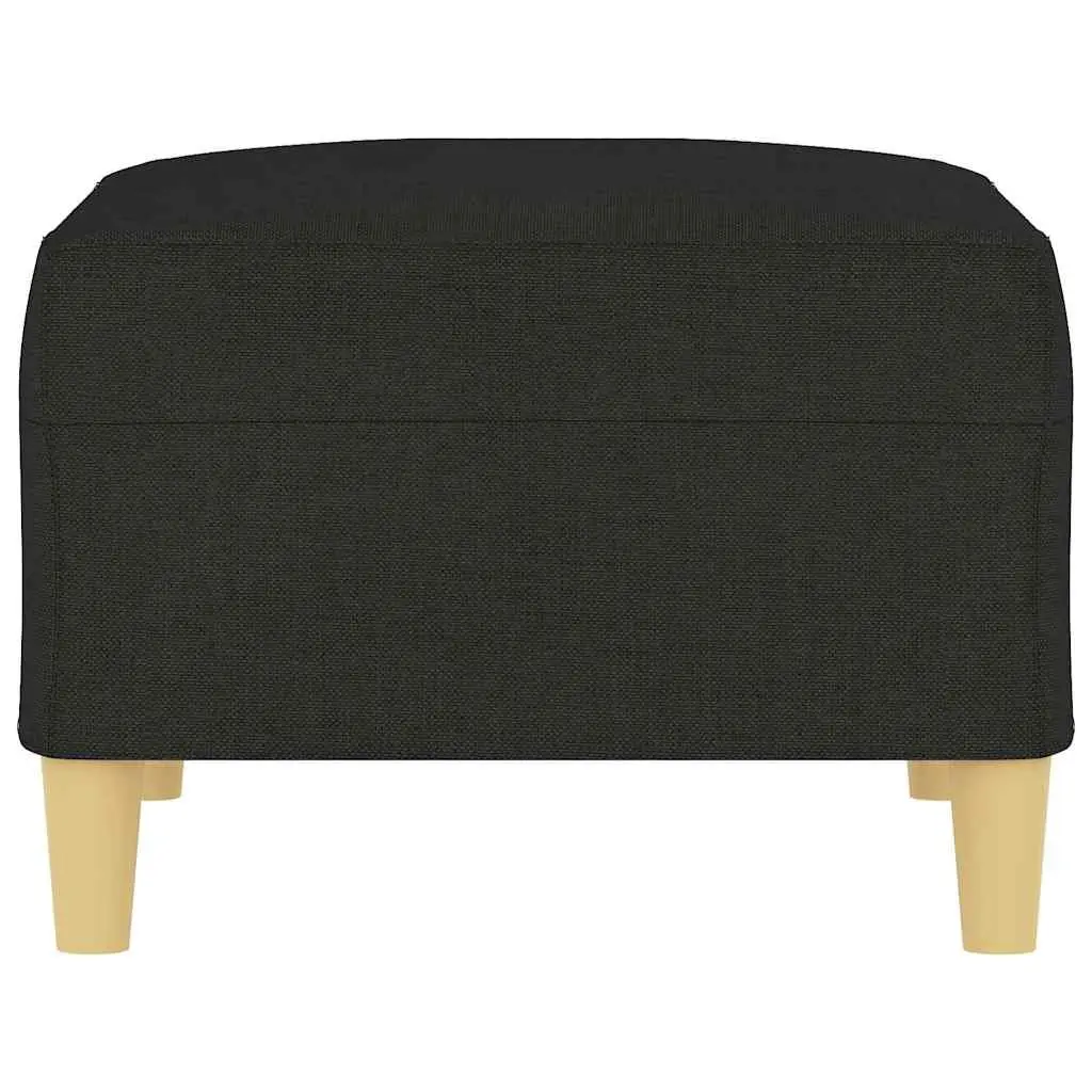 Black Fabric Footstool Ottoman for Living Spaces