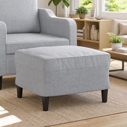 Light Grey Fabric Footstool for Modern Living Rooms