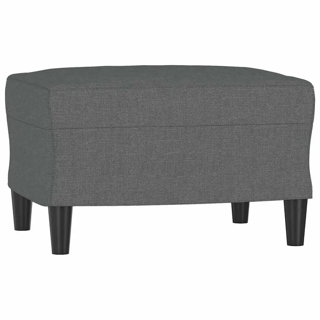 Grey Fabric Upholstered Footstool for Living Room
