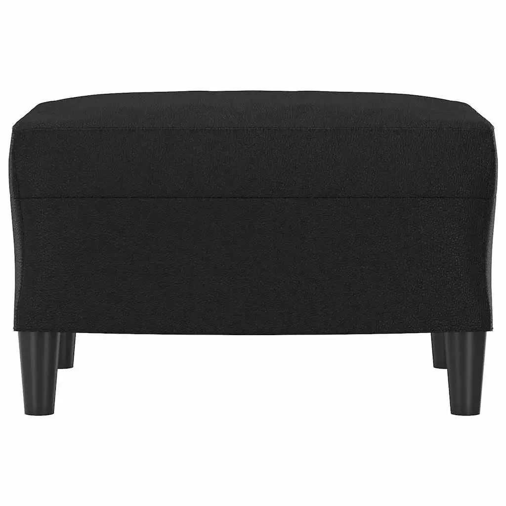 Footstool Black Faux Leather Ottoman Seat Living Room Furniture 60 x 50 x 41 cm Plywood