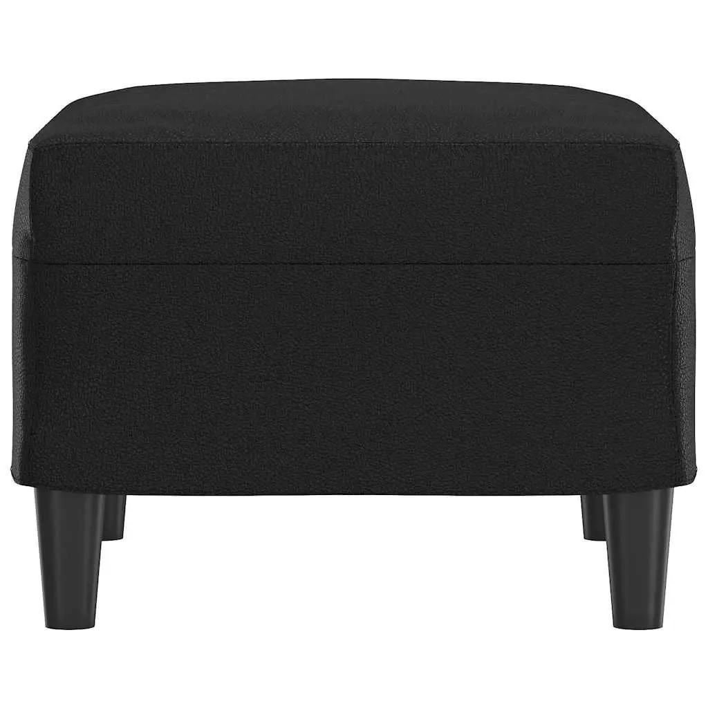 Footstool Black Faux Leather Ottoman Seat Living Room Furniture 60 x 50 x 41 cm Plywood