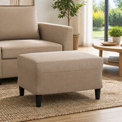 Compact Brown Faux Leather Footstool for Relaxation