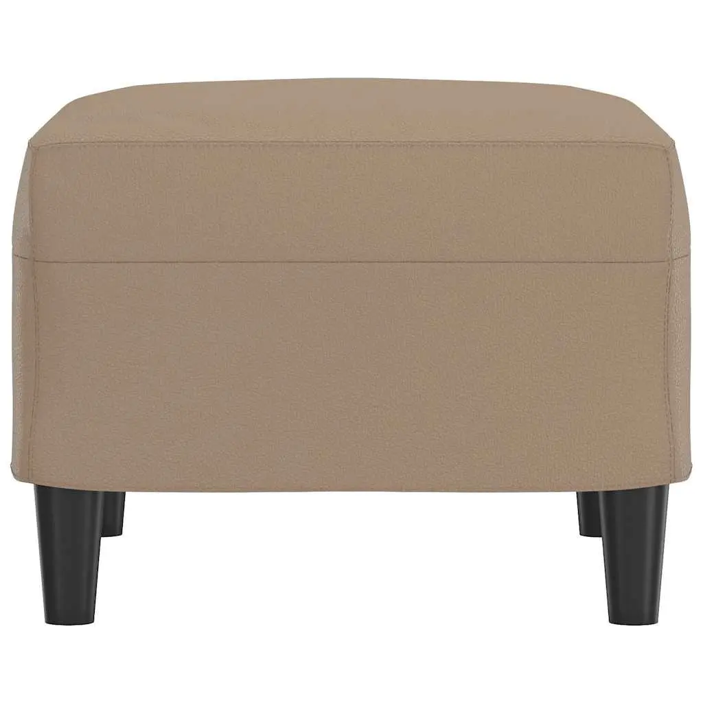 Footstool Brown Faux Leather Compact Ottoman Plywood
