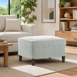Grey Velvet Upholstered Footstool for Living Spaces