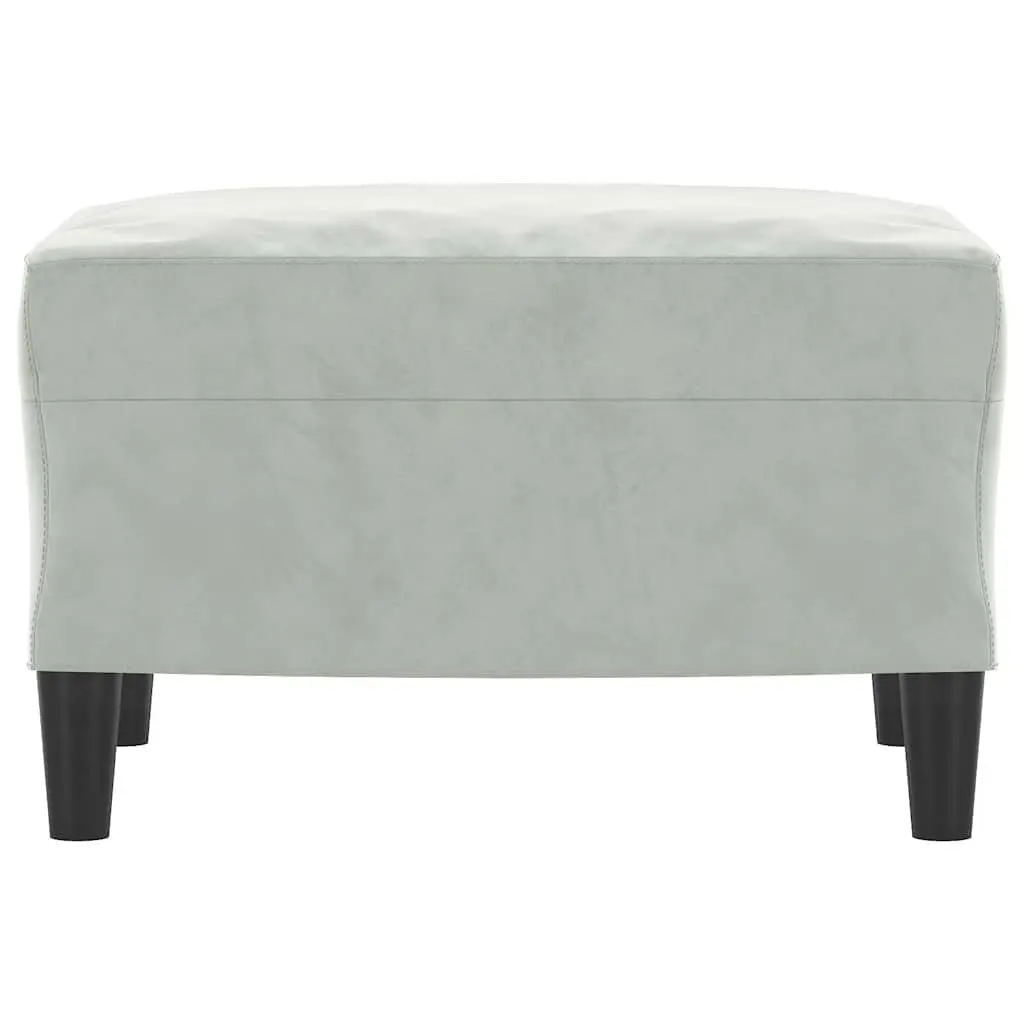 Footstool Grey Velvet Upholstered Compact Plywood Frame
