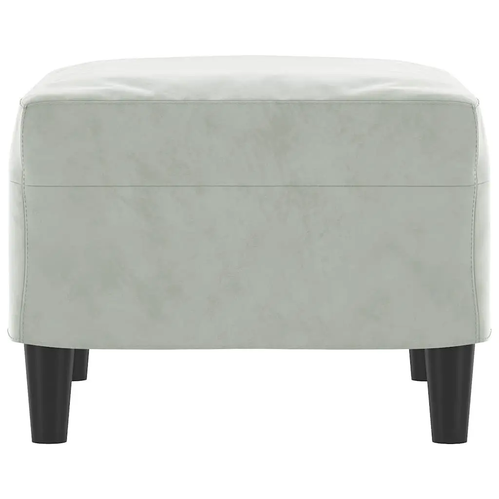 Footstool Grey Velvet Upholstered Compact Plywood Frame