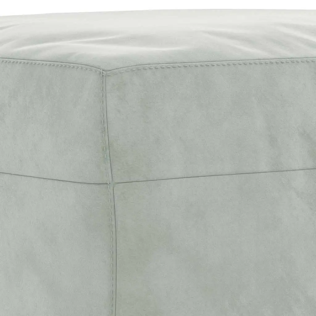 Footstool Grey Velvet Upholstered Compact Plywood Frame