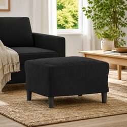 Stylish Black Velvet Footstool for Cozy Living Spaces