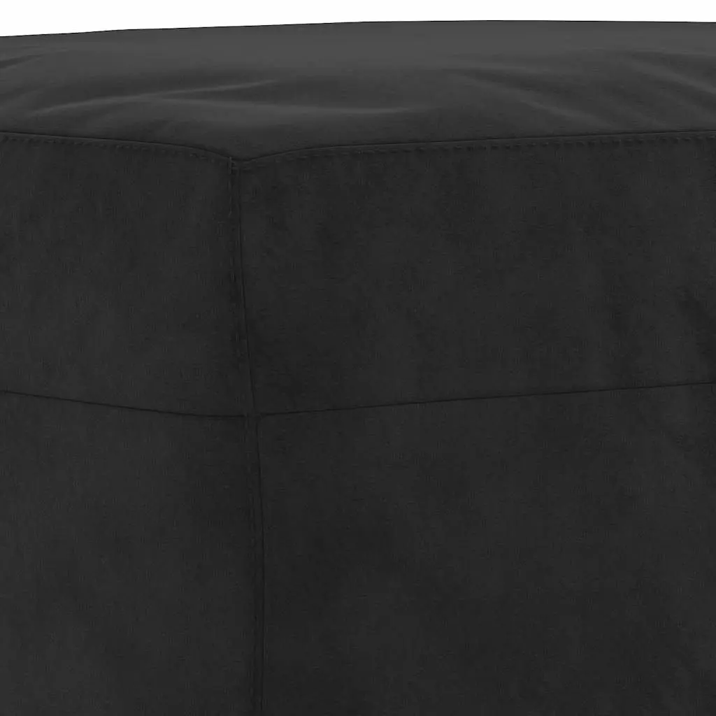 Black Velvet Footstool Modern Compact Foot Rest Ottoman Living Room Furniture