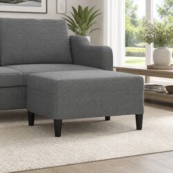 Dark Grey Fabric Footstool for Living Room Comfort