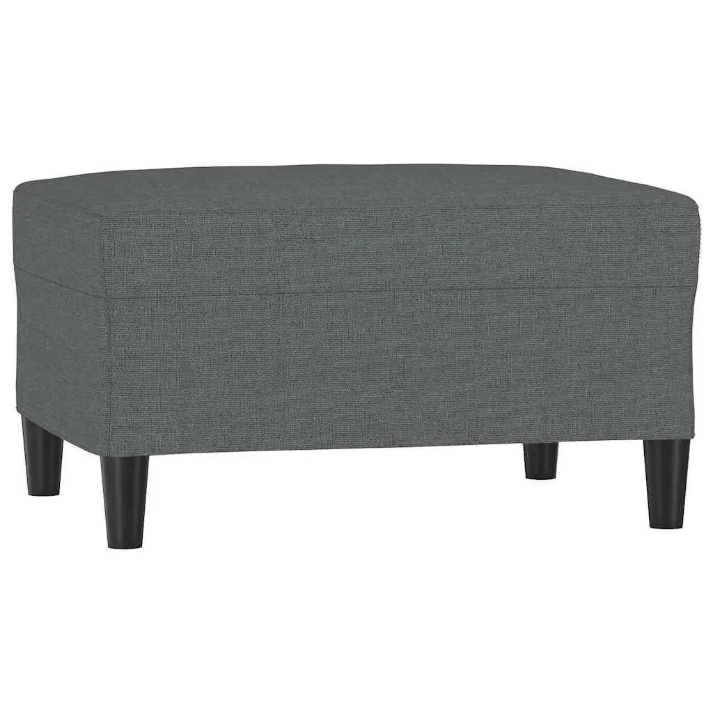 Footstool Dark Grey Fabric Ottoman 70L x 55W x 41H cm Plywood Frame