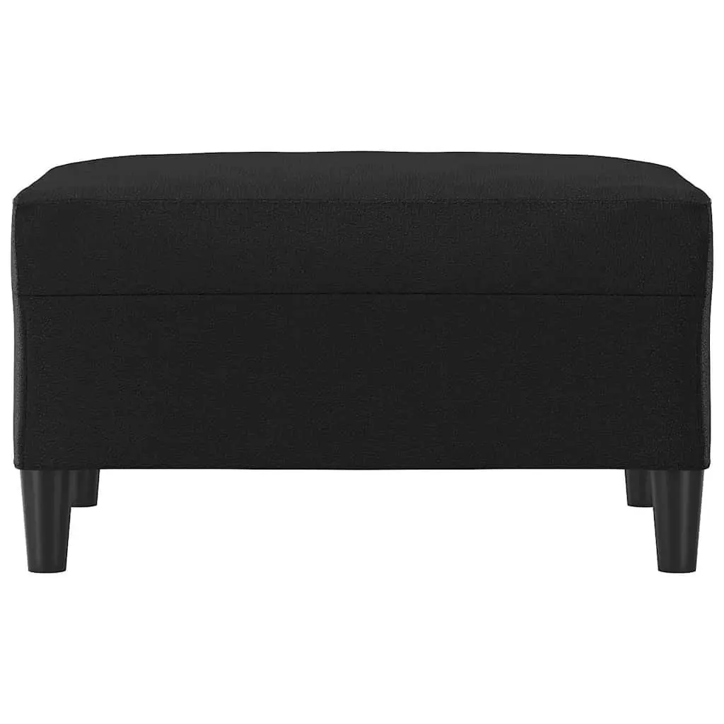 Footstool Black Faux Leather Compact Furniture 70 x 55 x 41 cm Plywood Frame