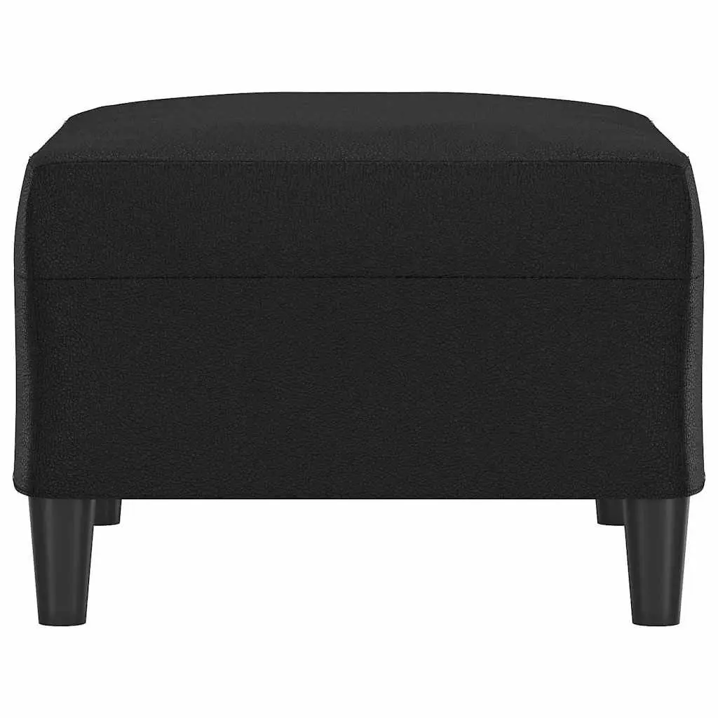 Footstool Black Faux Leather Compact Furniture 70 x 55 x 41 cm Plywood Frame