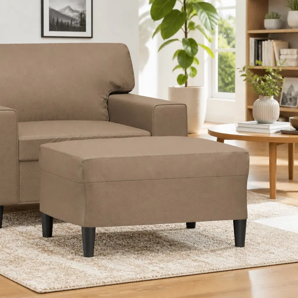 Footstool Brown Faux Leather Ottoman 70 x 55 x 41 cm Plywood