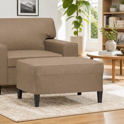Brown Faux Leather Footstool for Living Room Comfort