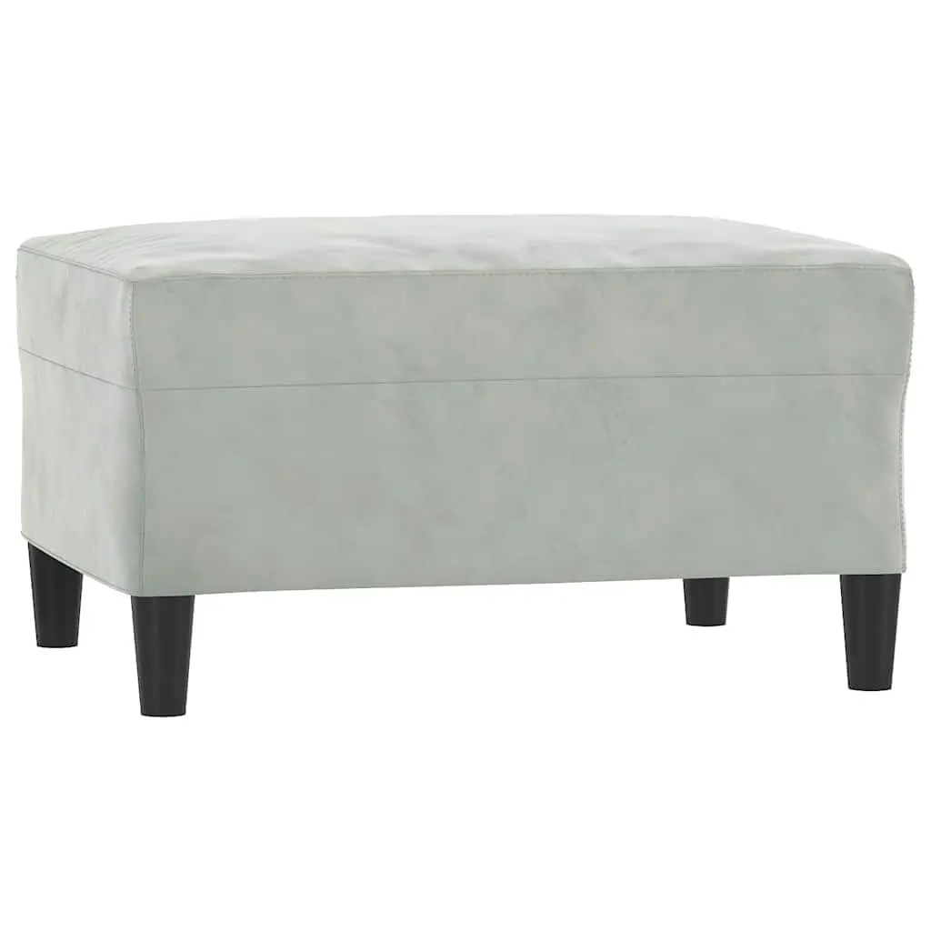 Light Grey Velvet Footstool Ottoman for Living Rooms
