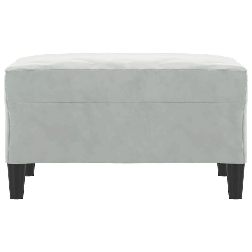 Light Grey Velvet Footstool Ottoman for Living Rooms