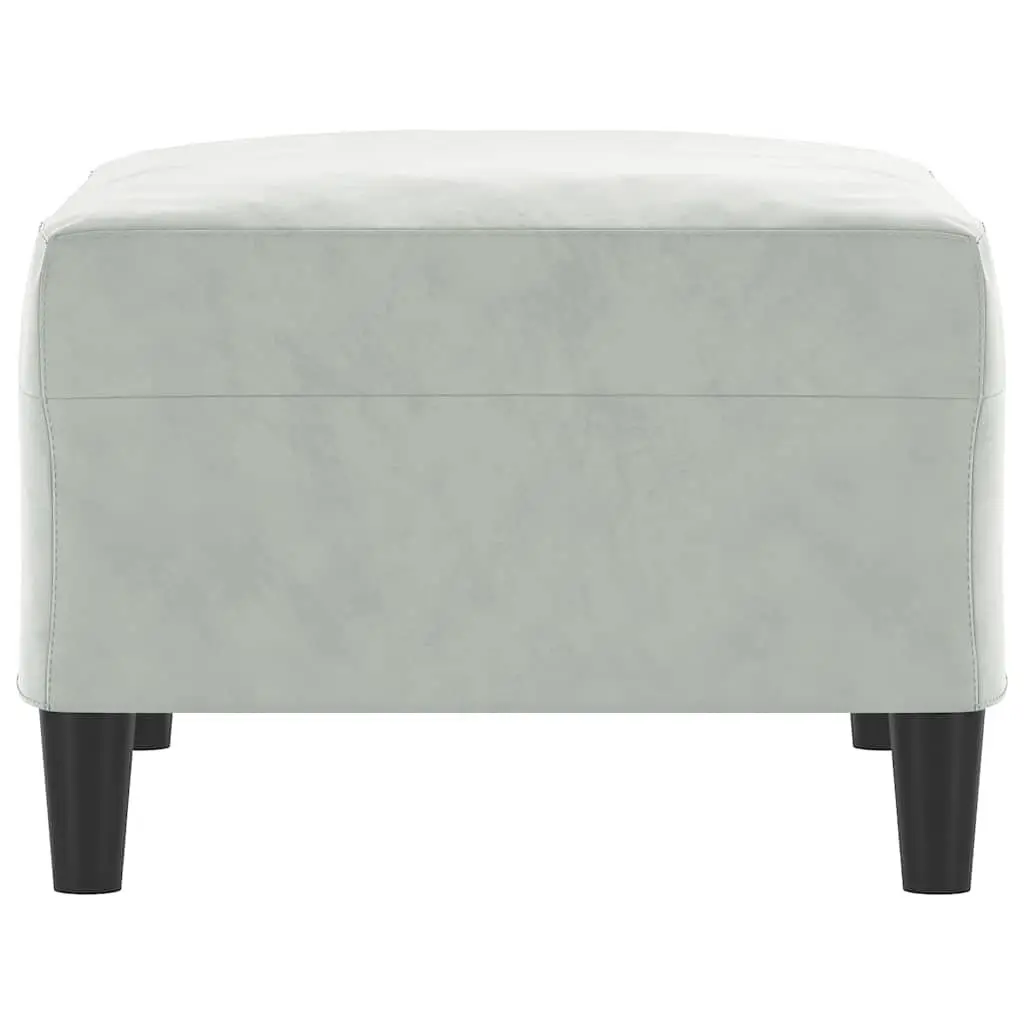 Light Grey Velvet Footstool Ottoman for Living Rooms