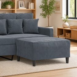 Grey Velvet Footstool Ottoman for Comfortable Living Spaces