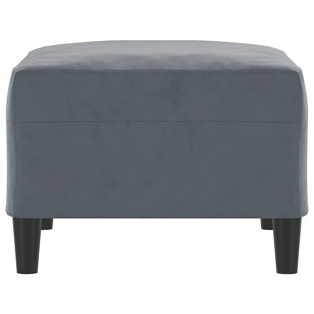 Footstool Grey Velvet Upholstered Compact Ottoman Plywood Frame