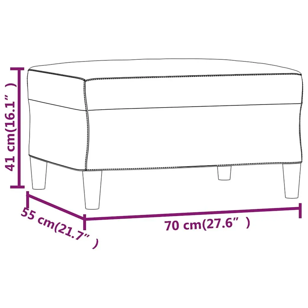 Footstool Grey Velvet Upholstered Compact Ottoman Plywood Frame