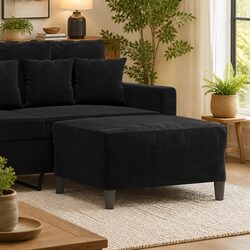 Black Velvet Footstool for Cozy Living Spaces