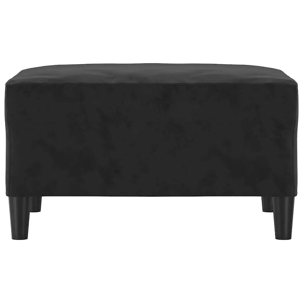 Footstool Black Velvet Ottoman Compact Furniture Living Room