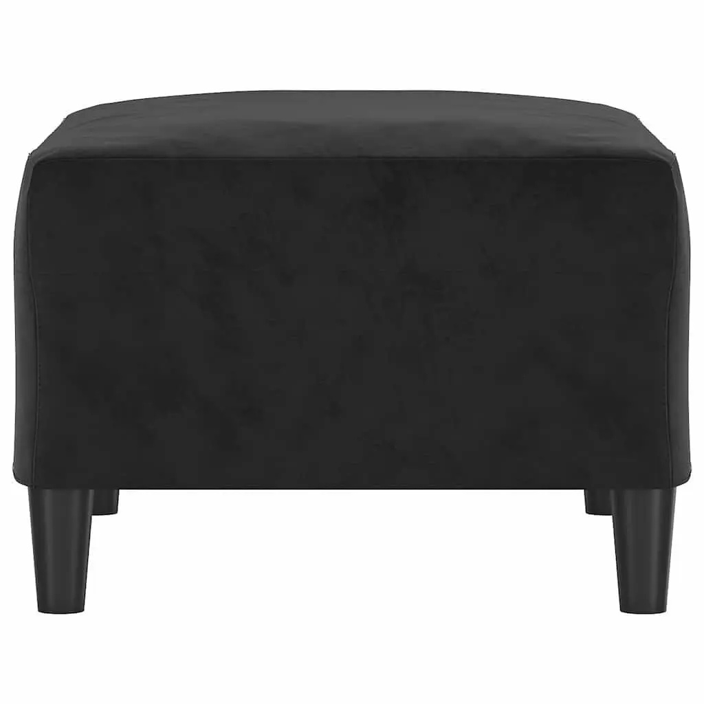 Footstool Black Velvet Ottoman Compact Furniture Living Room